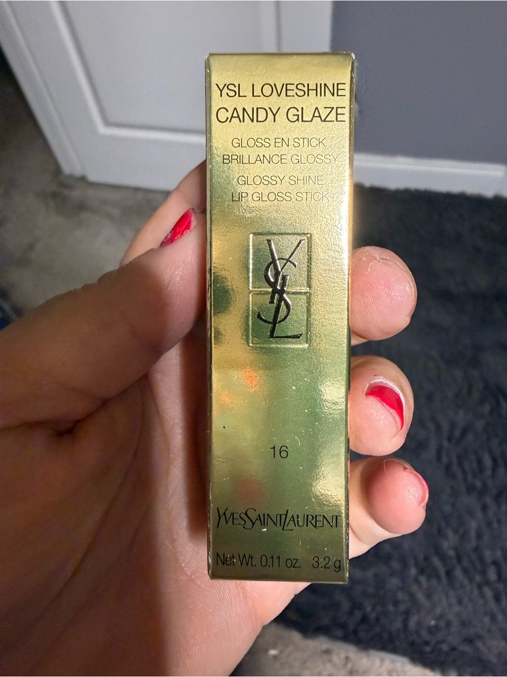 Yves Saint Laurent Loveshine Candy Glaze Gloss Stick - Gold Box with Red Accents